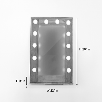 Makeup Vanity Mirror with LED Light Bulbs Wooden Frame for Bedroom Dressing Table Salon Beauty Studio Modern Decorative Mirror Lamp