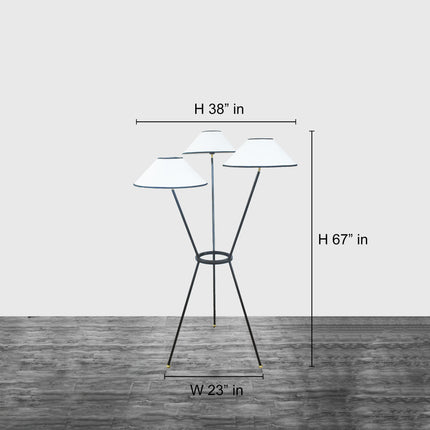 Floor Lamp Tripod with Built-In Plant Stand, Modern Botanical Light, Matte Black Metal Standing Lamp for Room, Sunroom Reading Corner Decor.