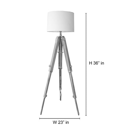 Natural Teak Wood Tripod Floor Lamp: Adjustable Corner Lighting silver
