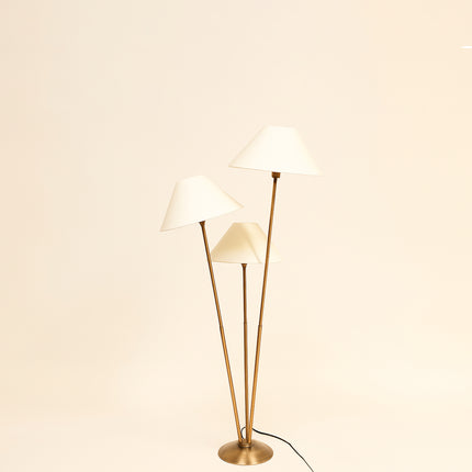 Enchanting Glow: The Brown Triple Shade Floor Lamp Wooden